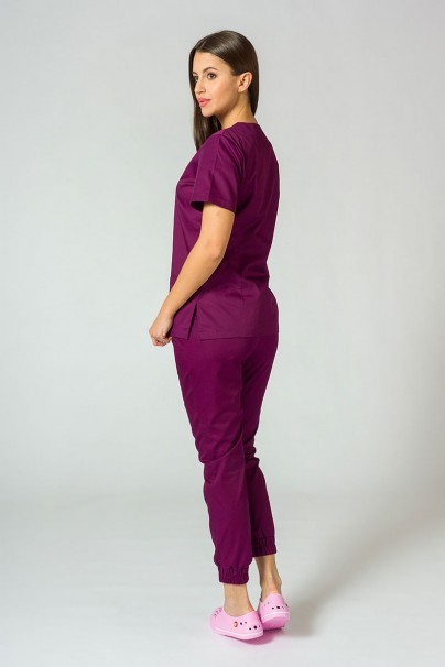 Women's Sunrise Uniforms Basic Jogger scrubs set (Light top, Easy trousers) wine-2