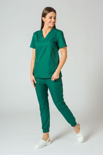 Women's Sunrise Uniforms Basic Jogger scrubs set (Light top, Easy trousers) bootle green-2