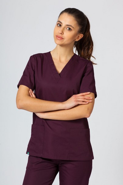 Women's Sunrise Uniforms Basic Jogger scrubs set (Light top, Easy trousers) burgundy-1