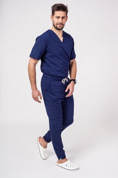 Men's Sunrise Uniforms Premium scrubs set (Dose top, Select trousers) navy-3