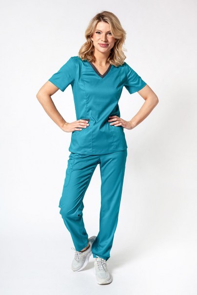 Women’s Maevn Matrix Contrast scrub top teal blue-2