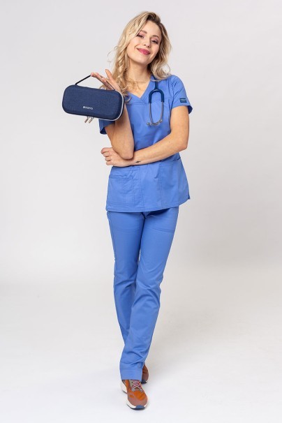 Women's Cherokee Core Stretch scrubs set (Core top, Mid Rise trousers) ceil blue-3