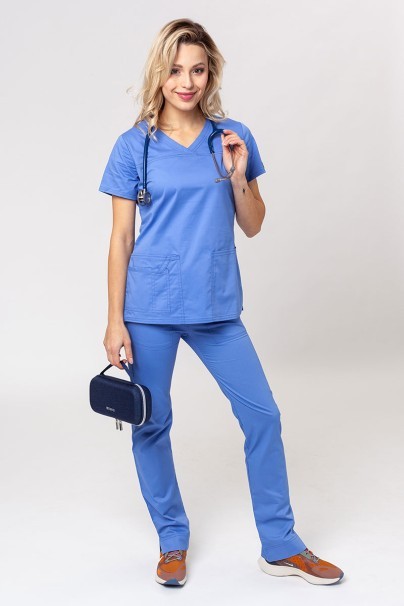 Women's Cherokee Core Stretch scrubs set (Core top, Mid Rise trousers) ceil blue-5