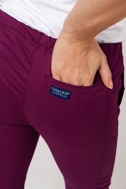 Women’s Cherokee Core Stretch Mid Rise scrub trousers wine-4