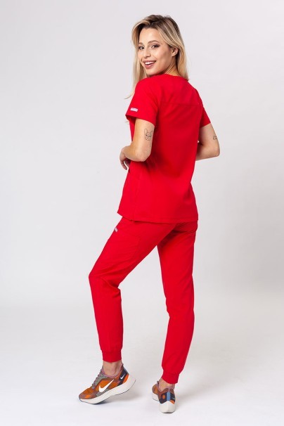 Women's Maevn Momentum scrubs set (Asymetric top, Jogger trousers) red-1