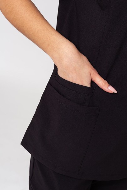 Women's Maevn Momentum scrubs set (Double V-neck top, 6-pocket trousers) black-12