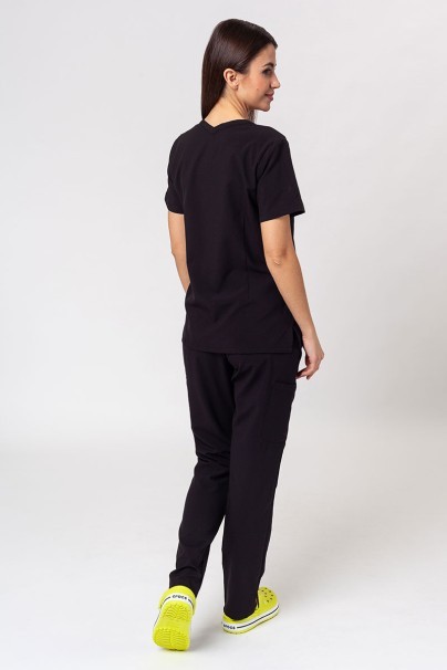 Women's Maevn Momentum scrubs set (Double V-neck top, 6-pocket trousers) black-1