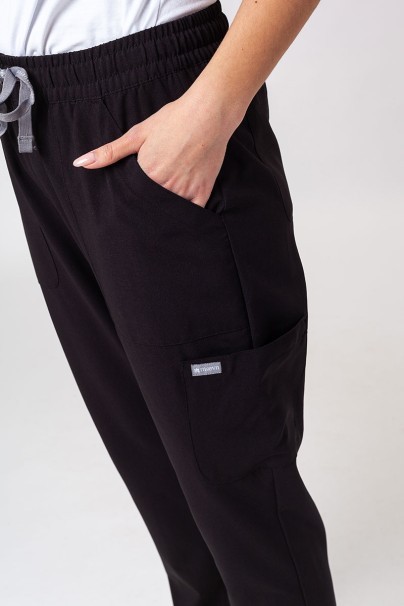 Women's Maevn Momentum scrubs set (Double V-neck top, 6-pocket trousers) black-17