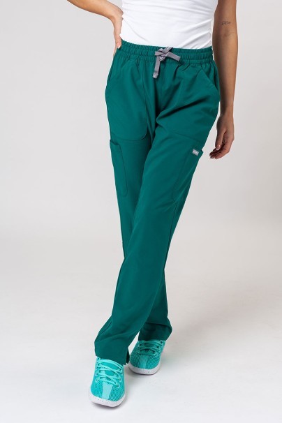 Women's Maevn Momentum scrubs set (Double V-neck top, 6-pocket trousers) hunter green-8