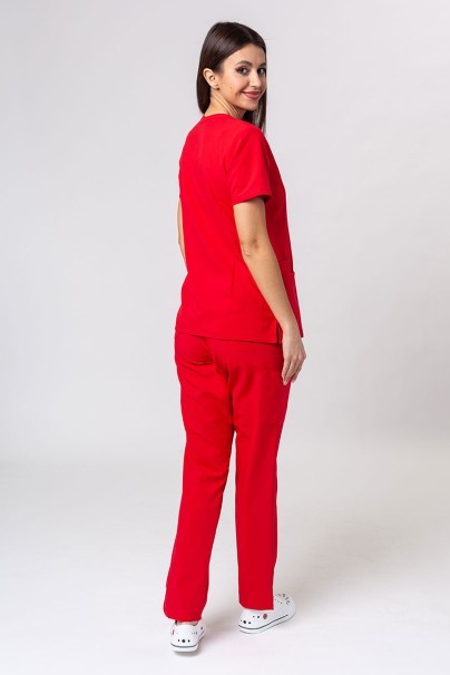 Women's Maevn Momentum scrubs set (Double V-neck top, 6-pocket trousers) red-2