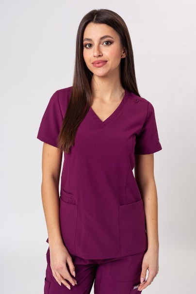 Women's Maevn Momentum scrubs set (Double V-neck top, 6-pocket trousers) wine-2