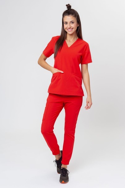 Women's Sunrise Uniforms Premium scrubs set (Joy top, Chill trousers) juicy red-2