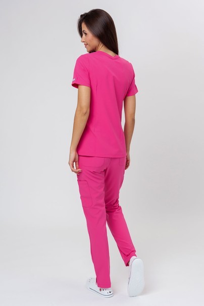 Women's Maevn Momentum scrubs set (Double V-neck top, 6-pocket trousers) hot pink-2