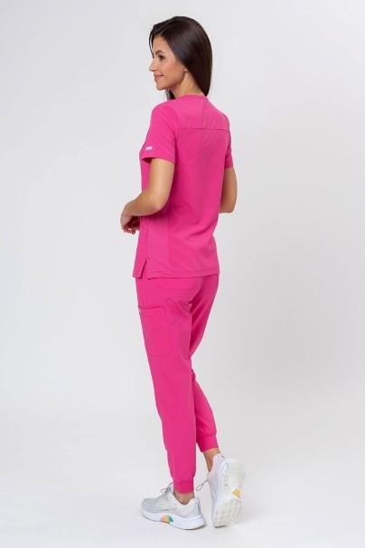 Women's Maevn Momentum scrubs set (Asymetric top, Jogger trousers) hot pink-2