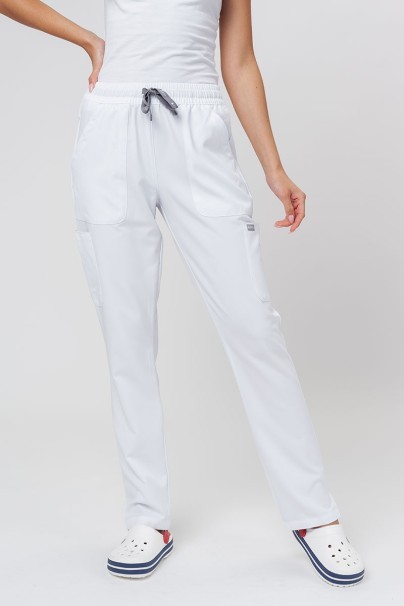 Women's Maevn Momentum scrubs set (Double V-neck top, 6-pocket trousers) white-7