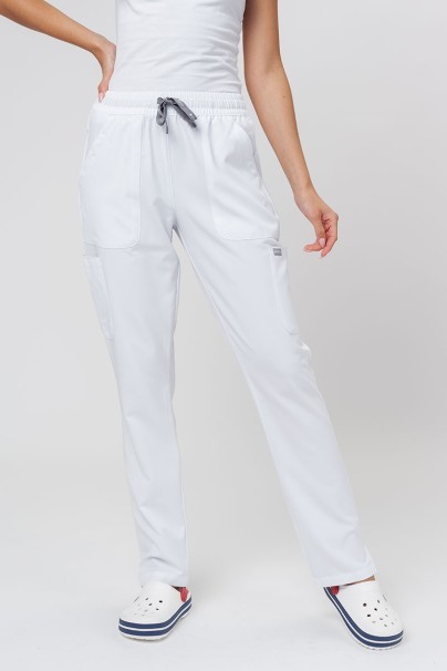 Women's Maevn Momentum scrubs set (Double V-neck top, 6-pocket trousers) white-7
