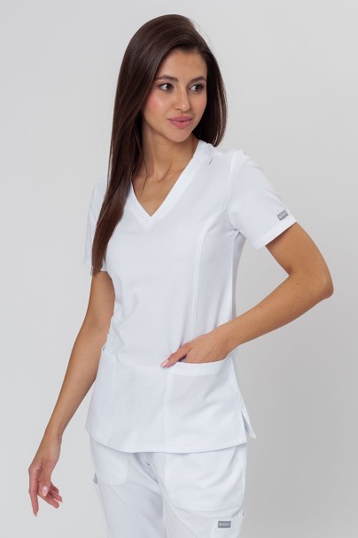 Women's Maevn Momentum scrubs set (Double V-neck top, 6-pocket trousers) white-2