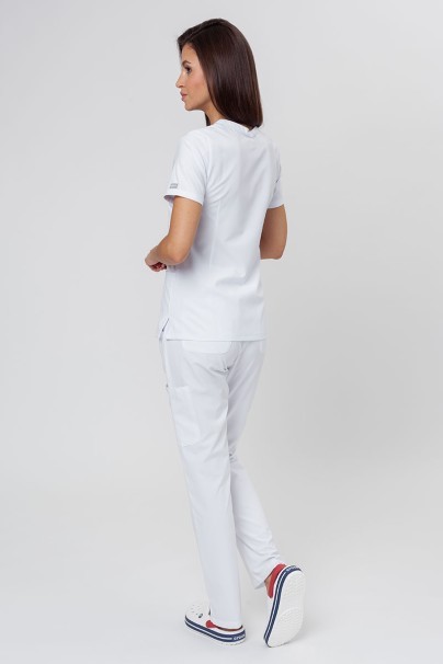 Women's Maevn Momentum scrubs set (Double V-neck top, 6-pocket trousers) white-1