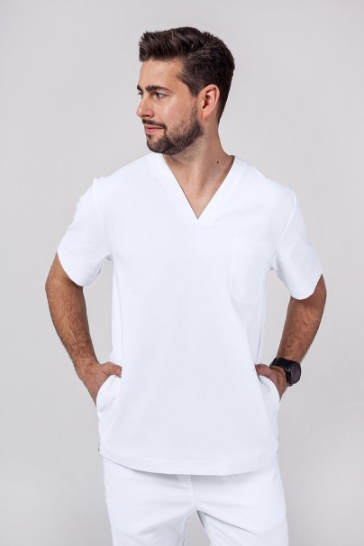 Men's Sunrise Uniforms Premium scrubs set (Dose top, Select trousers) white-3