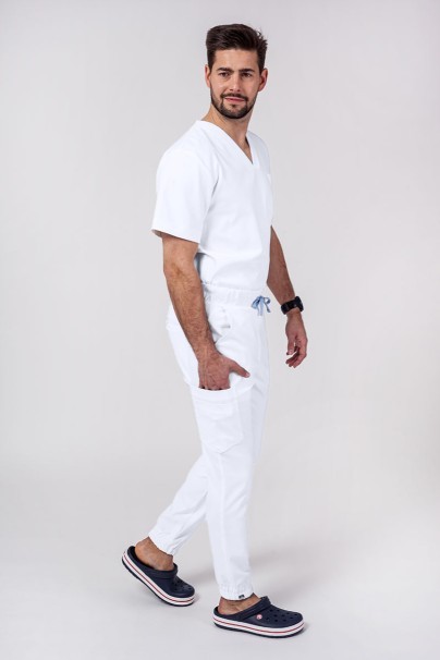 Men's Sunrise Uniforms Premium scrubs set (Dose top, Select trousers) white-2