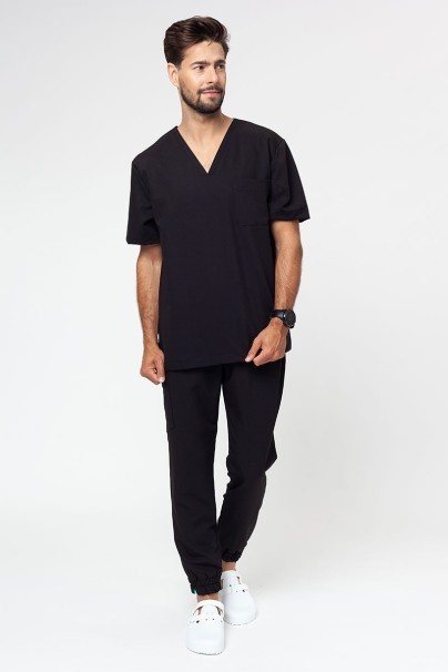 Men's Sunrise Uniforms Premium scrubs set (Dose top, Select trousers) black-2