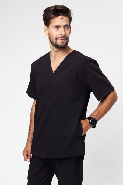Men's Sunrise Uniforms Premium scrubs set (Dose top, Select trousers) black-3