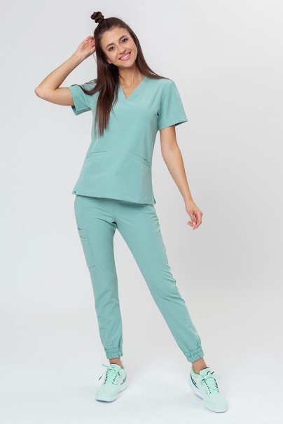 Women’s Sunrise Uniforms Premium Joy scrubs top aqua-2
