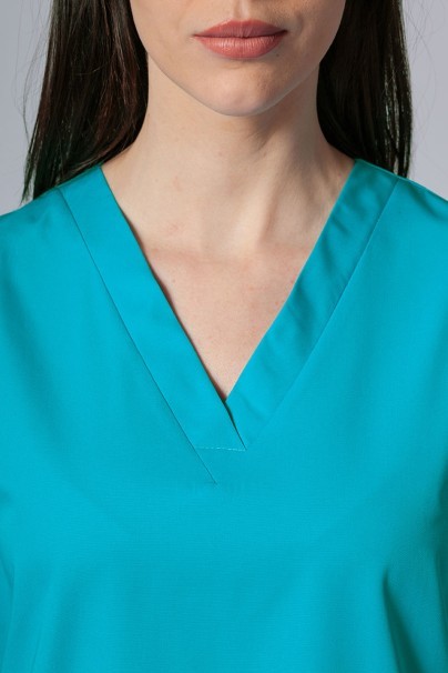 Women's Sunrise Uniforms Basic Light scrub top turquoise promo-2