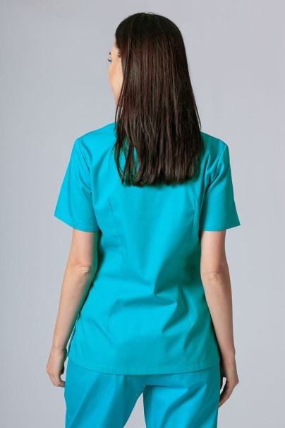 Women's Sunrise Uniforms Basic Light scrub top turquoise promo-3