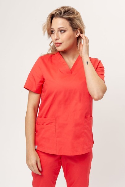 Women’s Sunrise Uniforms Basic Classic FRESH scrubs set (Light top, Regular trousers) coral-2