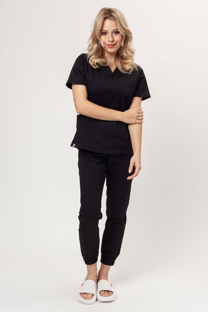 Women's Sunrise Uniforms Basic Light FRESH scrub top black-6