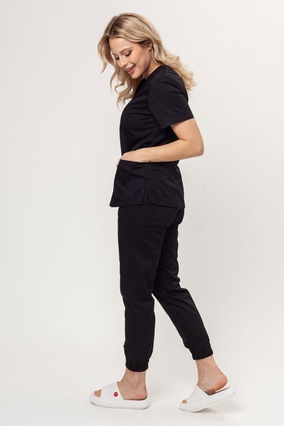 Women's Sunrise Uniforms Basic Jogger FRESH scrubs set (Light top, Easy trousers) black-1