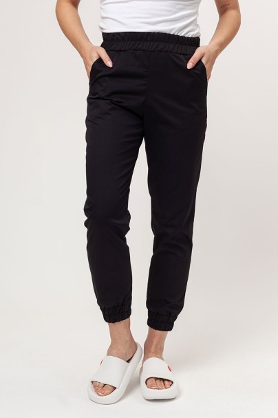 Women's Sunrise Uniforms Basic Jogger FRESH scrubs set (Light top, Easy trousers) black-6