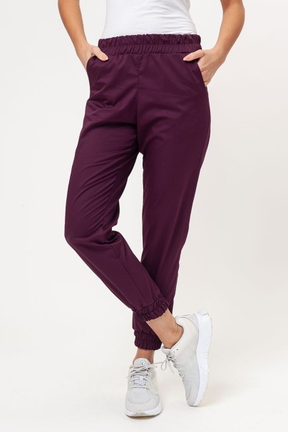 Women's Sunrise Uniforms Basic Jogger FRESH scrubs set (Light top, Easy trousers) burgundy-7