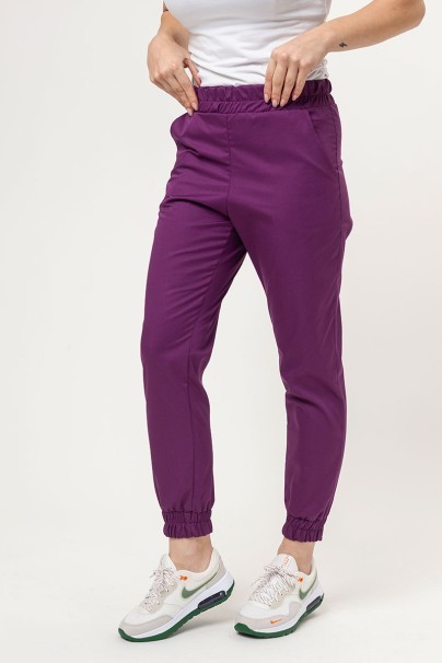 Women's Sunrise Uniforms Basic Jogger FRESH scrubs set (Light top, Easy trousers) plum-6