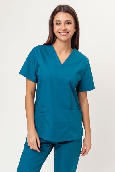 Women's Sunrise Uniforms Basic Jogger FRESH scrubs set (Light top, Easy trousers) caribben blue-2