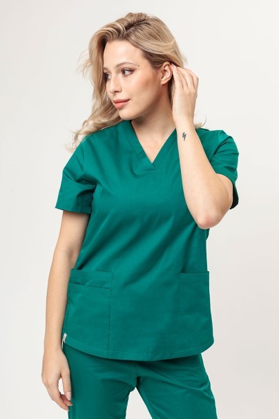 Women’s Sunrise Uniforms Basic Classic FRESH scrubs set (Light top, Regular trousers) hunter green-2