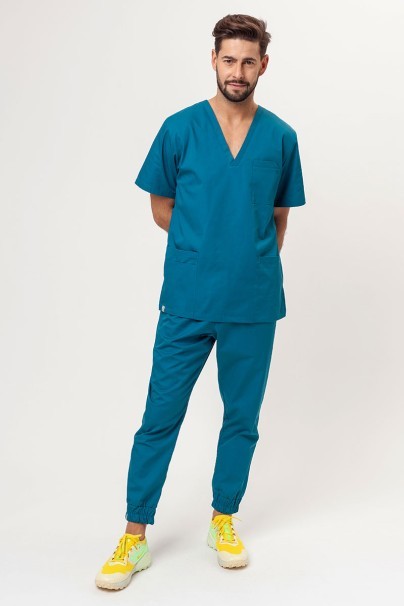 Men's Sunrise Uniforms Basic Jogger FRESH scrubs set (Light top, Easy trousers) caraibbean blue-2