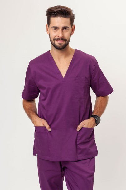 Men's Sunrise Uniforms Basic Jogger FRESH scrubs set (Light top, Easy trousers) plum-2