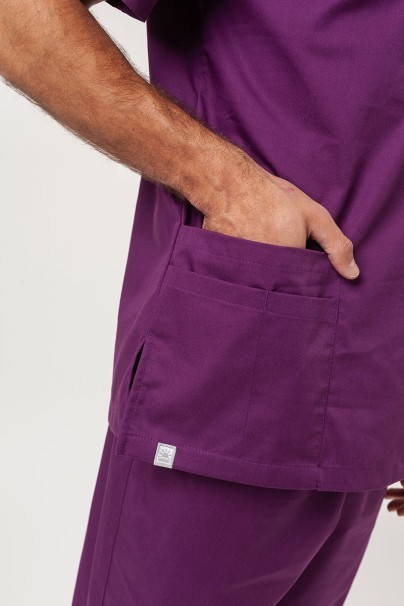 Men's Sunrise Uniforms Basic Jogger FRESH scrubs set (Light top, Easy trousers) plum-5