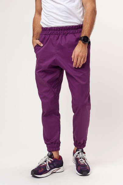Men's Sunrise Uniforms Basic Jogger FRESH scrubs set (Light top, Easy trousers) plum-7