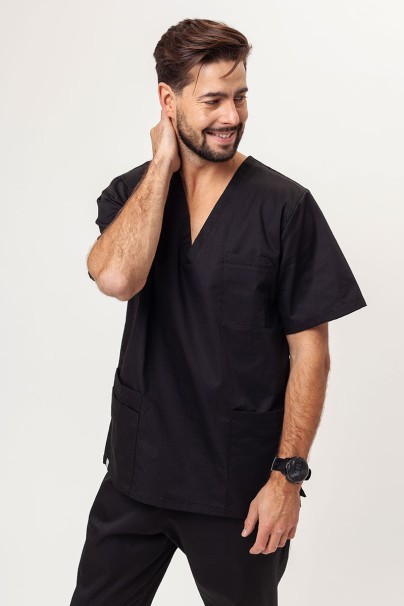 Men’s Sunrise Uniforms Basic Classic FRESH scrubs set (Standard top, Regular trousers) black-2