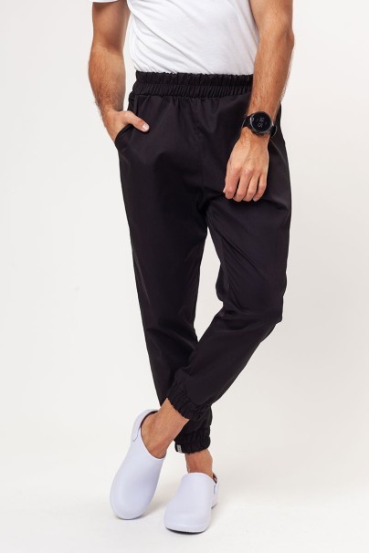 Men's Sunrise Uniforms Basic Jogger FRESH scrubs set (Light top, Easy trousers) black-7