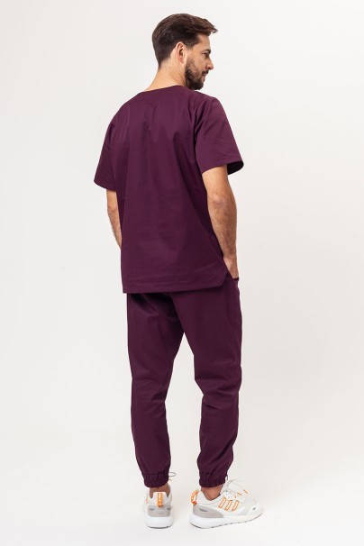 Men's Sunrise Uniforms Basic Jogger FRESH scrubs set (Light top, Easy trousers) burgundy-2