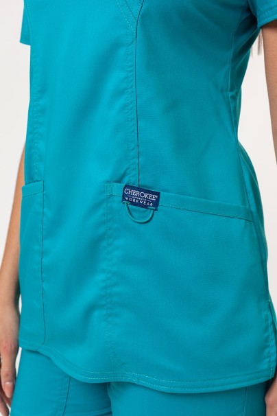 Women’s Cherokee Revolution Mock scrub top teal blue-3