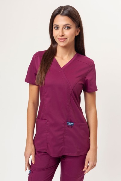 Women's Cherokee Revolution (Mock top, Straight trousers) scrubs set wine-2