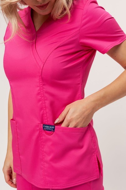 Women's Cherokee Revolution (Mock top, Straight trousers) scrubs set shocking pink-5