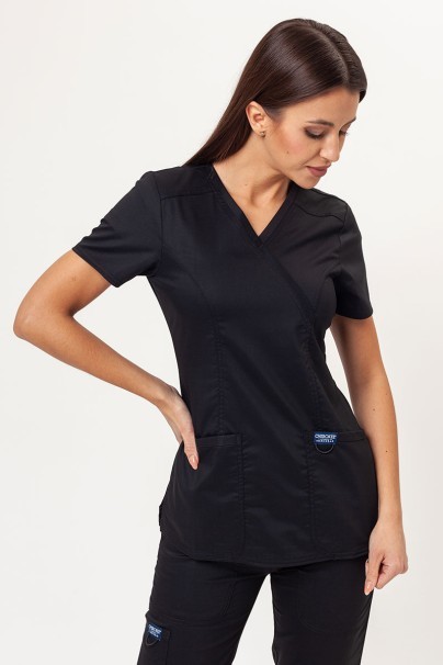 Women's Cherokee Revolution (Mock top, Straight trousers) scrubs set black-3