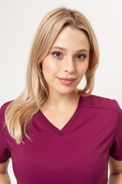 Women’s Cherokee Revolution Tech V-neck scrub top wine-2