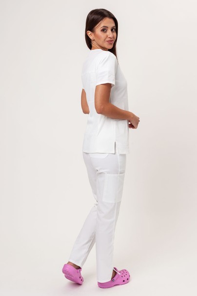 Women's Cherokee Revolution (V-neck top, Mid Rise trousers) scrubs set white-2